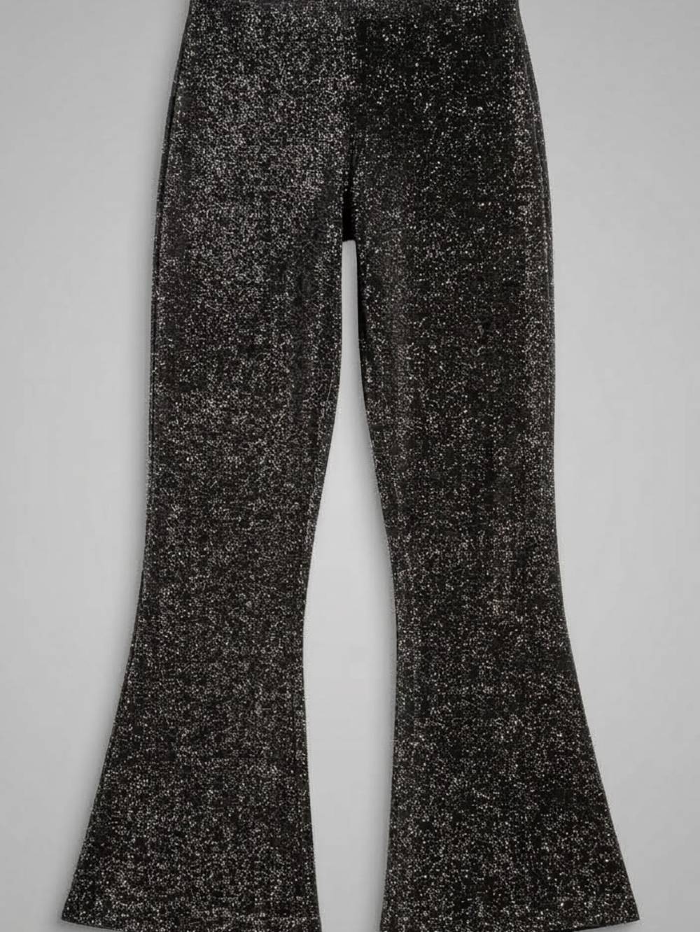 Zara Knit Metallic Black Glitter Flare Pants